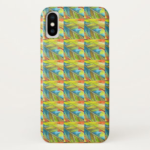 Abstract Leaf Design Yellow Blue Red iPhone X Case