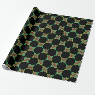 abstract leaf pattern on black background wrapping paper