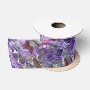 Abstract Leaf Pattern Pink Purple Foliage Satin Ribbon