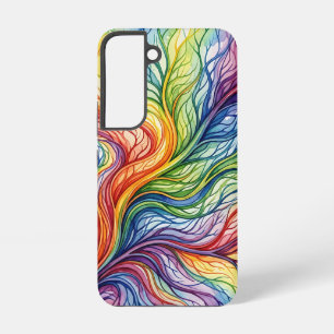 Abstract Leaf Rainbow Watercolor Samsung Cases