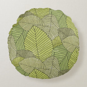Abstract leafs pattern colourful round cushion