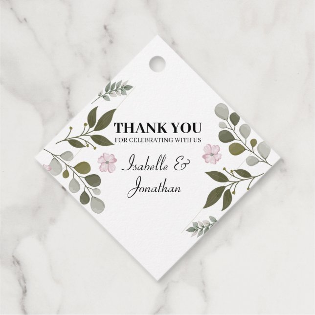 Abstract Leaves And Flowers Favour Tags (Back)