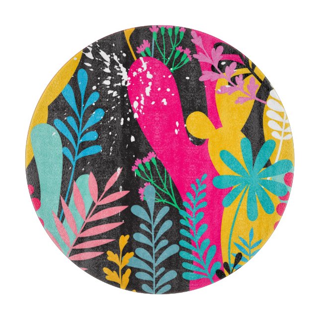 Abstract Leaves: Elegant Seamless Pattern Cutting Board (Front)