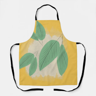 Abstract Leaves Greenery Yellow Illustration Apron