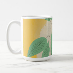 Abstract Leaves Greenery Yellow Illustration Coffee Mug