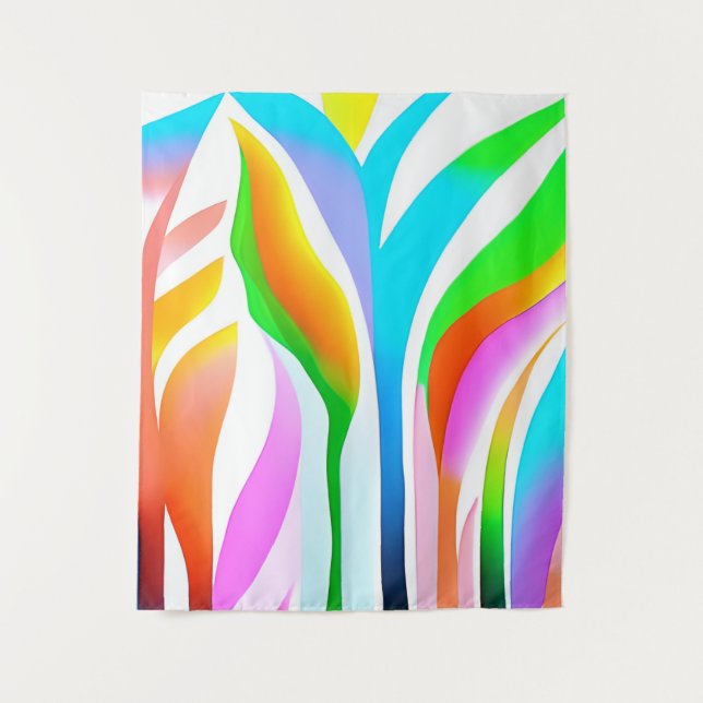 Abstract Leaves in Multicolored Pastels   Tapestry (Front)