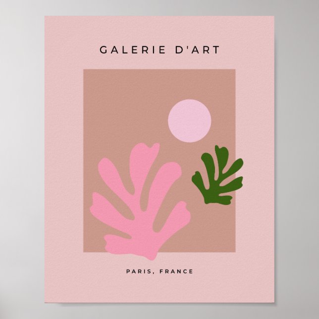 Abstract Leaves Minimalist Pink Cut Outs Poster (Front)