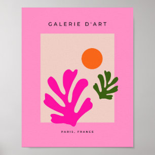 Abstract Leaves Minimalist Pink Orange Cut Outs Poster