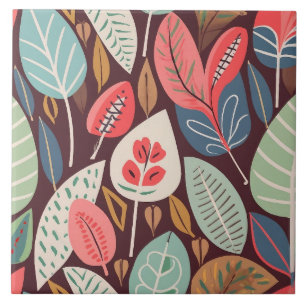 Abstract Leaves Pattern Tile