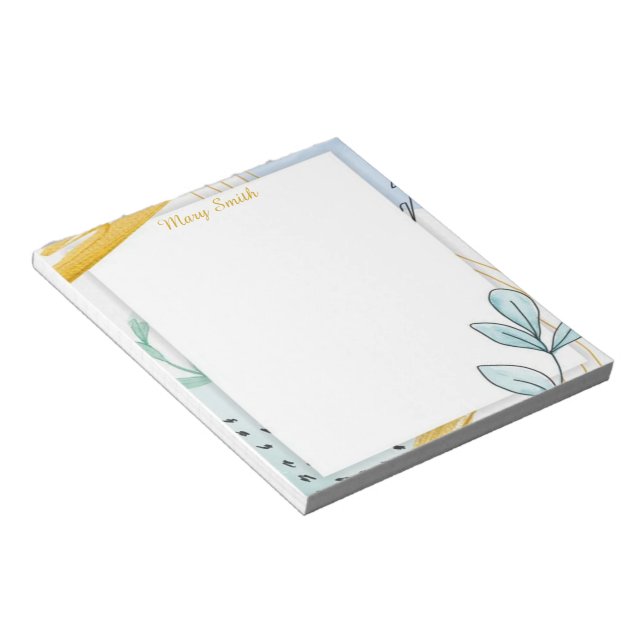Abstract leaves personalised notepad (Angled)