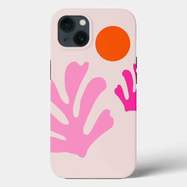 Abstract Leaves Pink Orange Modern Shapes Cut Outs Case-Mate iPhone Case (Back)