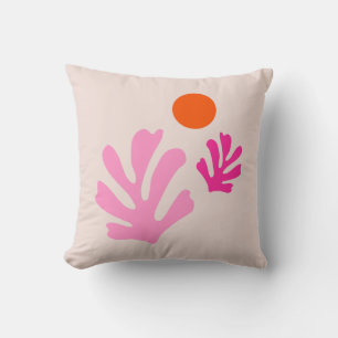 Abstract Leaves Pink Orange Modern Shapes Cut Outs Cushion