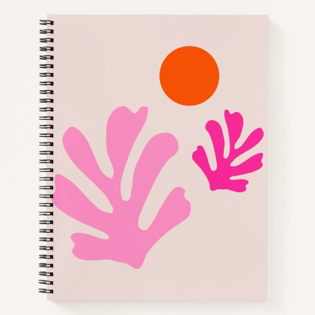 Abstract Leaves Pink Orange Modern Shapes Cut Outs Notebook (Front)