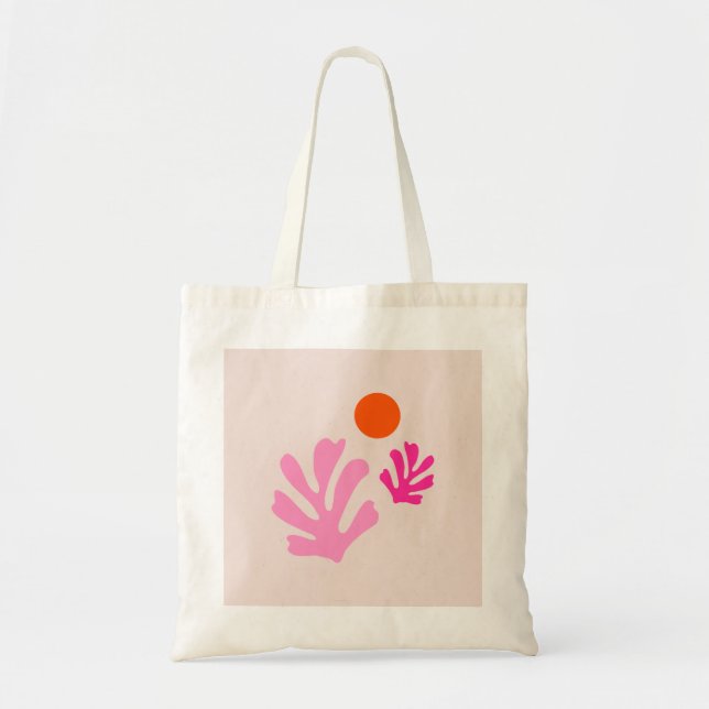 Abstract Leaves Pink Orange Modern Shapes Cut Outs Tote Bag (Front)