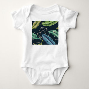 Abstract Leaves: Polygonal Line Seamless. Baby Bodysuit