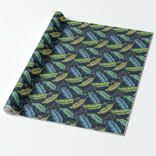 Abstract Leaves: Polygonal Line Seamless. Wrapping Paper