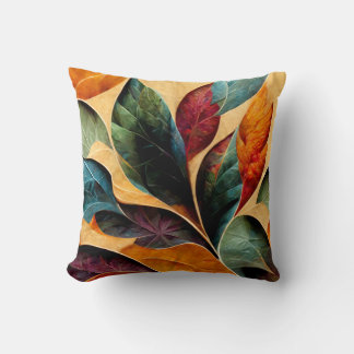 Abstract leaves throw pillow