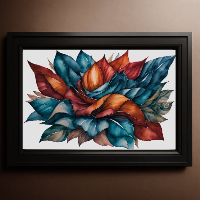 Abstract Leaves Watercolor Blue 3:2 Poster (Creator Uploaded)