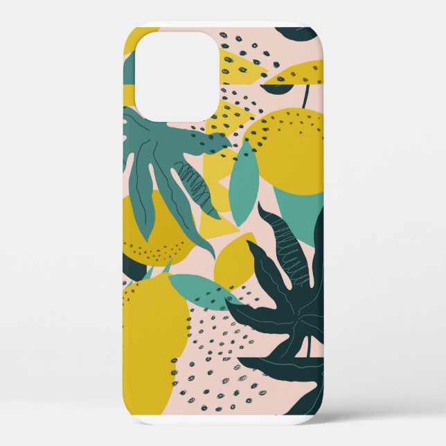 Abstract Lemon and Leaves Case-Mate iPhone Case (Back)