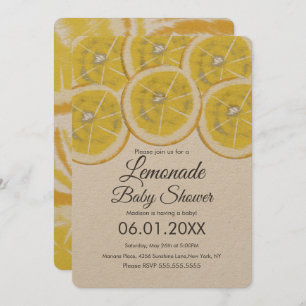 Abstract Lemon Citrus Lemonade Baby Shower Kraft Invitation