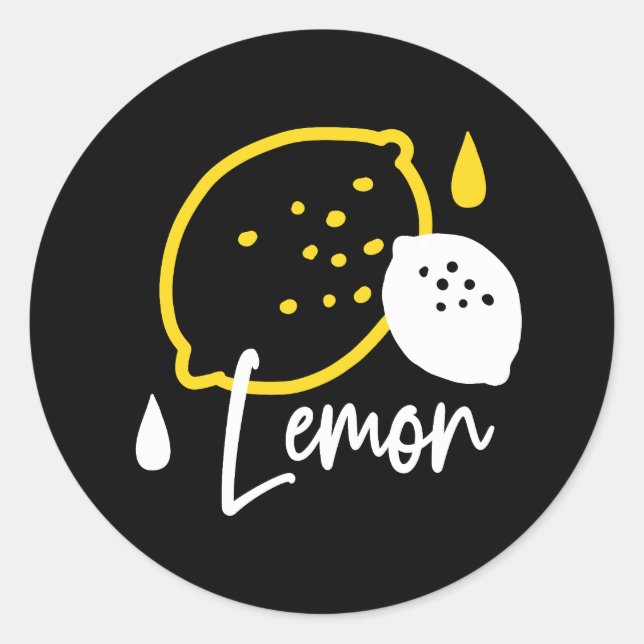 Abstract Lemon Illustration – Fresh Citrus Art Classic Round Sticker (Front)