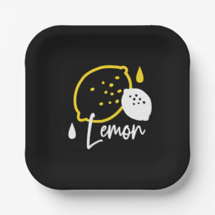 Abstract Lemon Illustration – Fresh Citrus Art Paper Plate