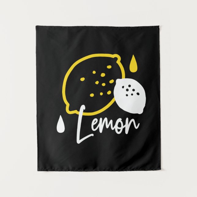 Abstract Lemon Illustration – Fresh Citrus Art Tapestry (Front)