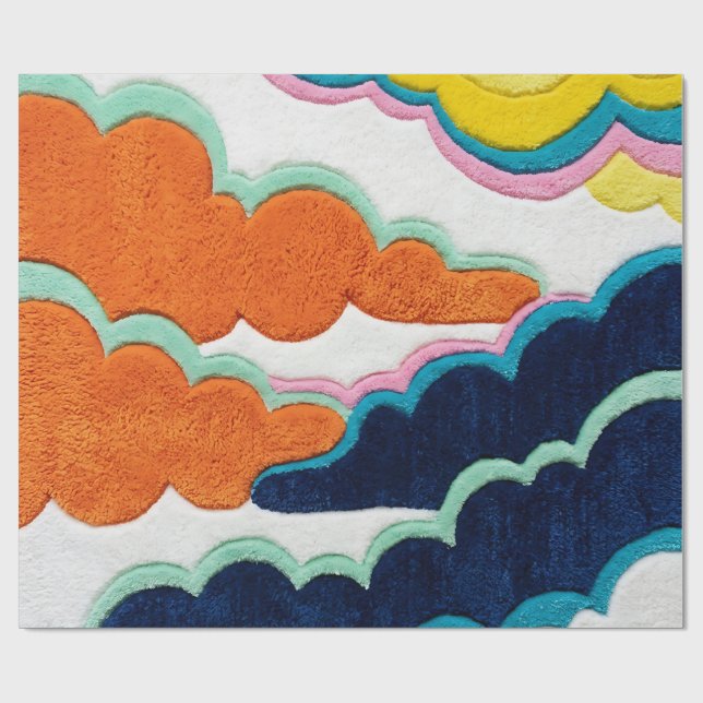 Abstract Lemon Lagoon Mint Cloud Wrapping Paper (Flat)