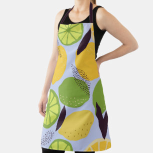 Abstract Lemon Lime Citrus Pattern Print Apron