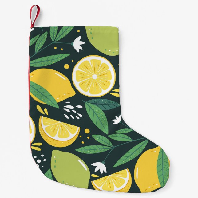 Abstract Lemon: Modern Art Seamless. Small Christmas Stocking (Front)