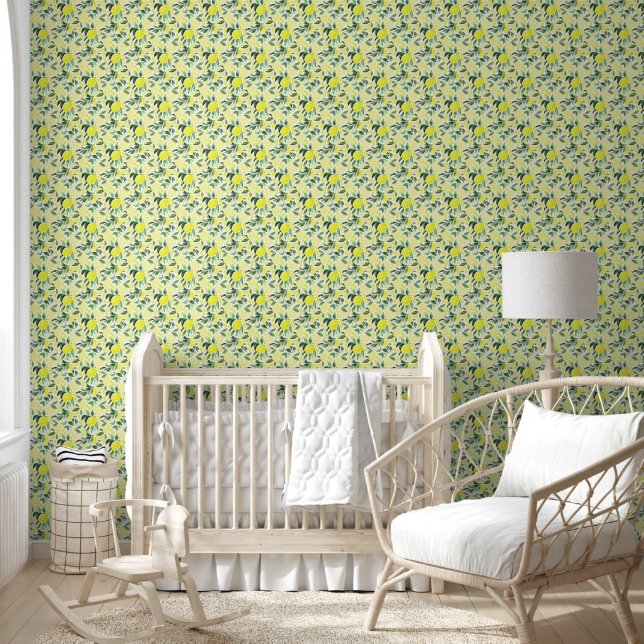 Abstract Lemon Watercolor print Wallpaper (Kids)