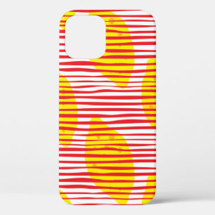 Abstract lemon with leaf seamless pattern. Hand dr iPhone 12 Case