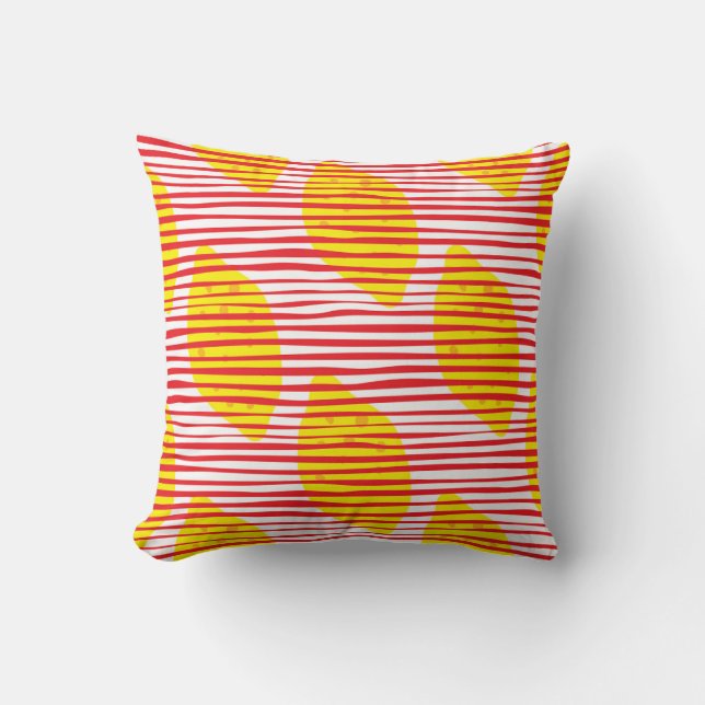 Abstract lemon with leaf seamless pattern. Hand dr Cushion (Front)