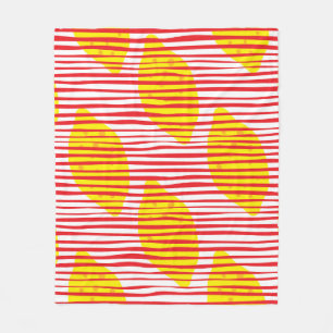 Abstract lemon with leaf seamless pattern. Hand dr Fleece Blanket