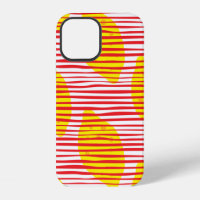 Abstract lemon with leaf seamless pattern. Hand dr