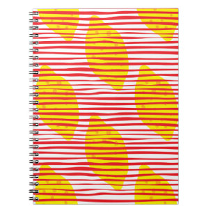 Abstract lemon with leaf seamless pattern. Hand dr Notebook