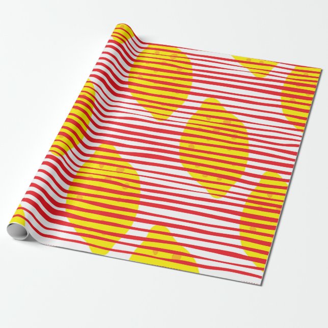 Abstract lemon with leaf seamless pattern. Hand dr Wrapping Paper (Unrolled)