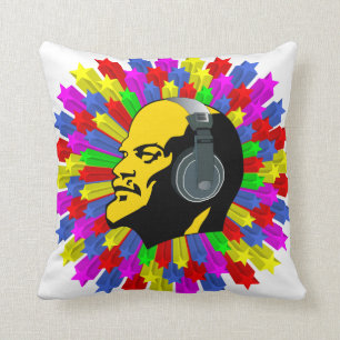 Abstract Lenin Head in Star Circle Cushion