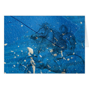 Abstract Leonardo Da Vinci Horse on Blue