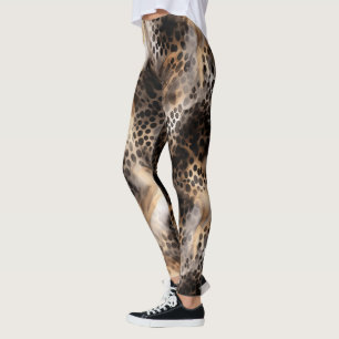 Abstract Leopard Animal Print Leggings
