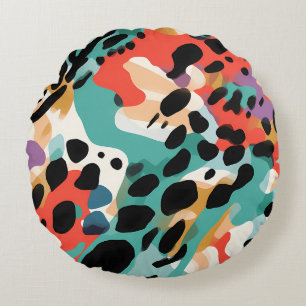 Abstract Leopard Pattern Round Cushion