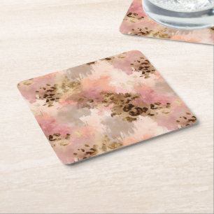 Abstract Leopard Print Paper Coasters