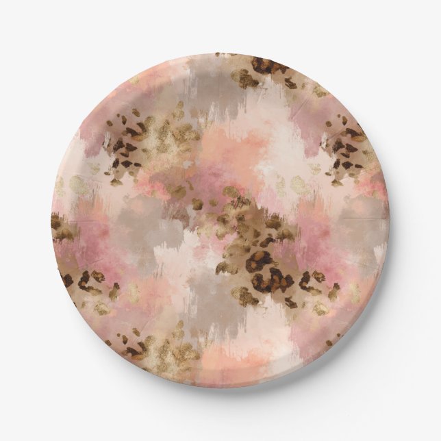 Abstract Leopard Print Paper Plates (Front)