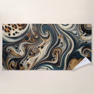 Abstract Leopard Print Swirl Beach Towel