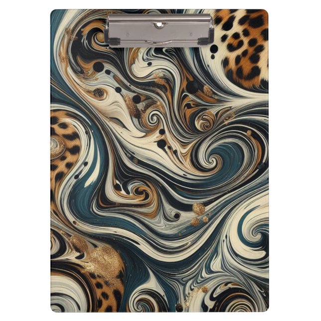 Abstract Leopard Print Swirl Clipboard (Front)