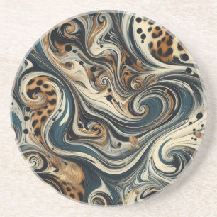 Abstract Leopard Print Swirl Coaster
