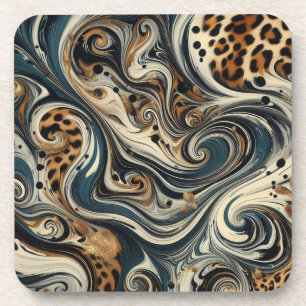 Abstract Leopard Print Swirl Coaster