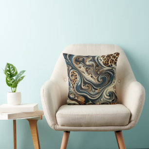 Abstract Leopard Print Swirl Cushion