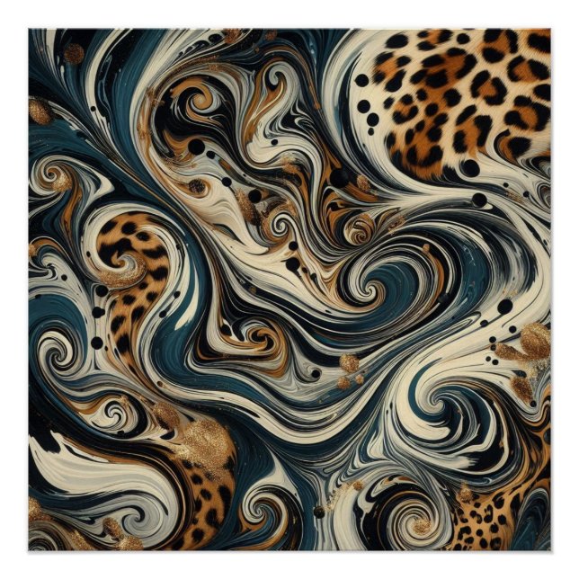 Abstract Leopard Print Swirl Glossy Poster (Front)