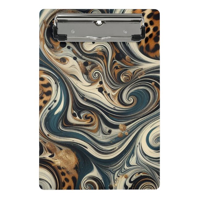 Abstract Leopard Print Swirl Mini Clipboard (Front)